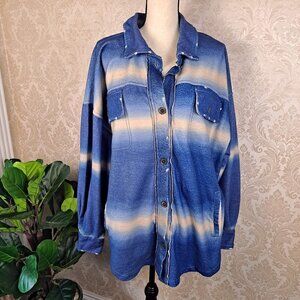 Free People Printed Ruby Jacket Deep Sea Combo Size Large NWT